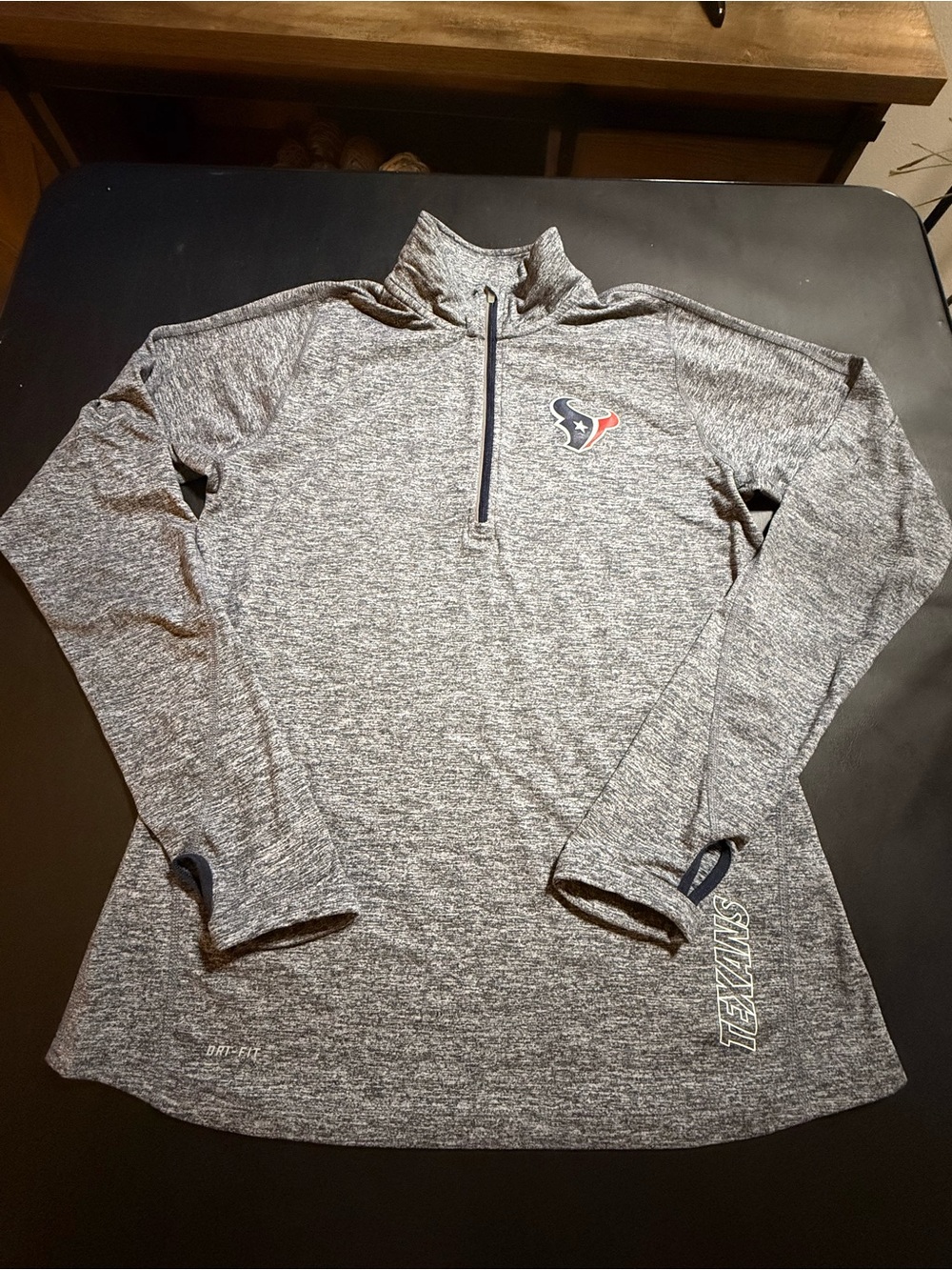 Antigua NFL Houston Texans Gray Heather Dri-FIT Quarter Zip Pullover Size Medium